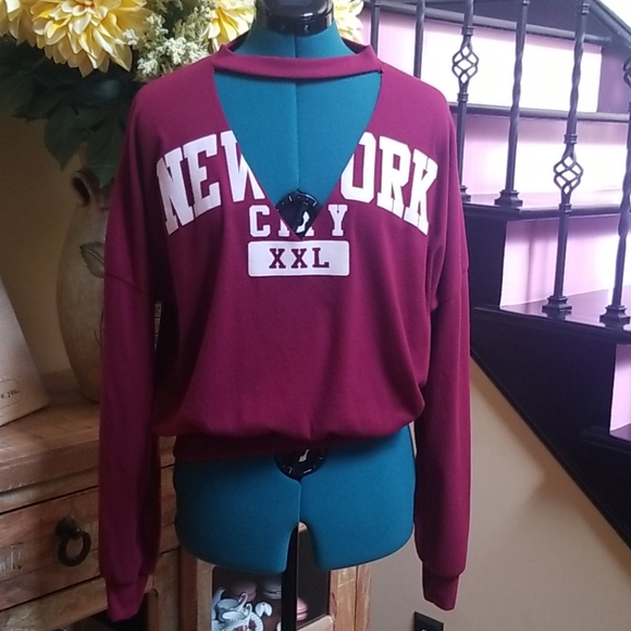 Fashion Nova Tops - New Fashion Nova NYC Choker Collar Sweatshirt/SZM